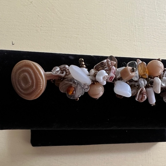 Shells & Beads 6 in Bracelet Handmade Button & Loop Closure Cotton - Picture 9 of 12